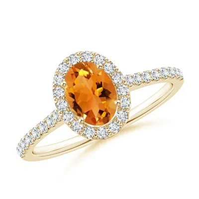 Angara Oval Citrine Halo Ring With Diamond Accents In Gold