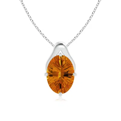 Angara Oval Citrine Wishbone Pendant In Gold