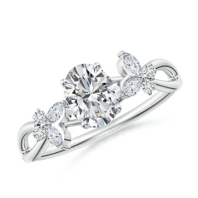 Angara Oval Diamond Butterfly Engagement Ring In White