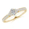 Angara Oval Diamond Engagement Ring With Trio Accents In Yellow Gold/h