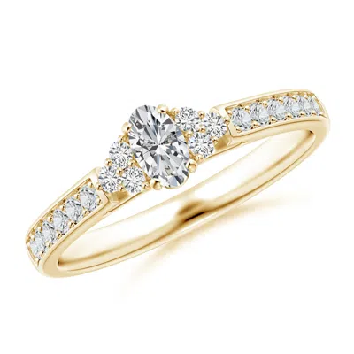 Angara Oval Diamond Engagement Ring With Trio Accents In Gold