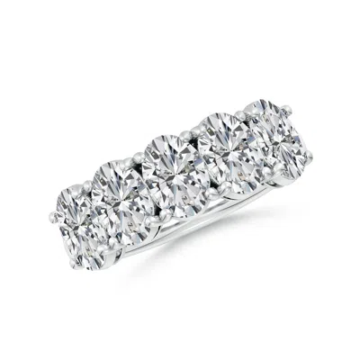 Angara Oval Diamond Five Stone Classic Anniversary Ring In White