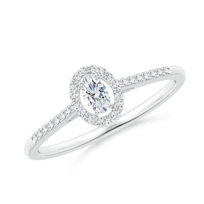 Angara Oval Diamond Halo Engagement Ring With Accents In Metallic