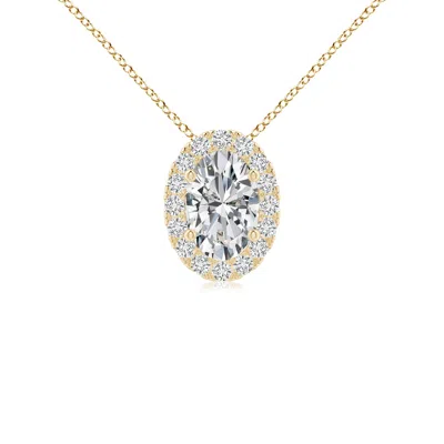 Angara Oval Diamond Halo Pendant In Gold