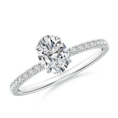 Angara Oval Diamond Hidden Halo Engagement Ring In White