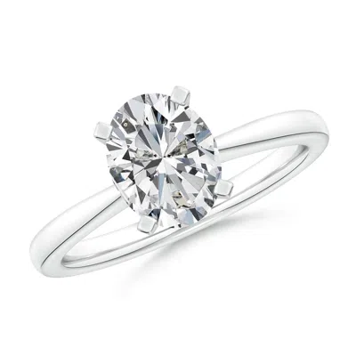 Angara Oval Diamond Reverse Tapered Shank Solitaire Engagement Ring In Metallic