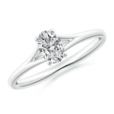 Angara Oval Diamond Solitaire Split Shank Engagement Ring