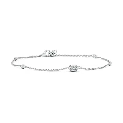 Angara Oval Diamond Station Bracelet With Bezel-set Accents In Metallic