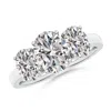 Angara Oval Diamond Three Stone Classic Engagement Ring In White Gold/i-j