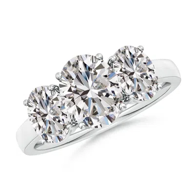 Angara Oval Diamond Three Stone Classic Engagement Ring In White