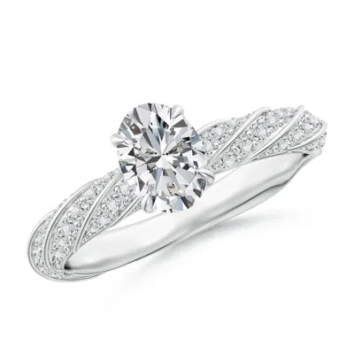 Angara Oval Diamond Twisted Rope Shank Engagement Ring In Metallic