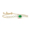 Angara Oval Emerald And Diamond Chain Link Bolo Bracelet In Yellow Gold/rich Medium Green