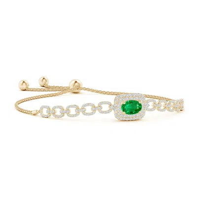 Angara Oval Emerald And Diamond Chain Link Bolo Bracelet In Gold