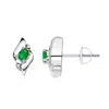 Angara Oval Emerald And Diamond Shell Stud Earrings In White Gold/rich Medium Green
