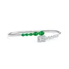 Angara Oval Emerald And Emerald-cut Diamond Open Bangle