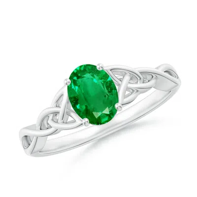 Angara Oval Emerald Celtic Knot Engagement Ring In Green