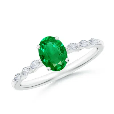 Angara Oval Emerald Engagement Ring With Marquise Diamonds In Metallic