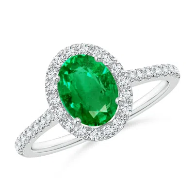 Angara Oval Emerald Halo Ring With Diamond Accents In Metallic