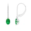 Angara Oval Emerald Leverback Drop Earrings In White Gold/rich Medium Green