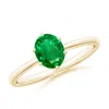Angara Oval Emerald Solitaire Classic Engagement Ring In Yellow Gold/rich Medium Green
