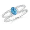 Angara Oval Fancy Intense Blue Diamond Parallel Split Shank Ring With Accents In White Gold/fancy Intense
