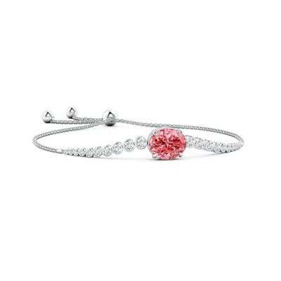 Angara Oval Fancy Intense Pink Diamond Bolo Bracelet With Bezel Accents