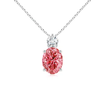 Angara Oval Fancy Intense Pink Diamond Solitaire Pendant