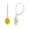 Angara Oval Fancy Intense Yellow Diamond Leverback Drop Earrings In White Gold/fancy Intense
