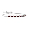 Angara Oval Garnet Bolo Bracelet With Pave-set Diamonds In White Gold/medium Red