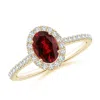 Angara Oval Garnet Halo Ring With Diamond Accents In Yellow Gold/rich Red
