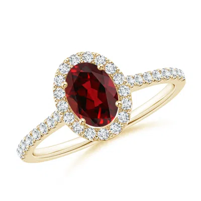Angara Oval Garnet Halo Ring With Diamond Accents In Gold