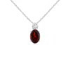 Angara Oval Garnet Solitaire Pendant With Diamond In White Gold/medium Red