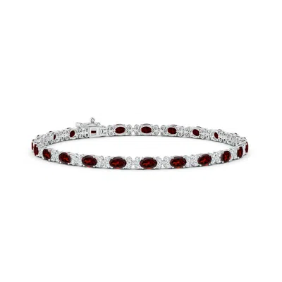 Angara Oval Garnet Tennis Bracelet With Diamonds In Metallic