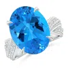 Angara Oval Gia Certified Sky Blue Topaz Crossover Shank Ring In White Gold