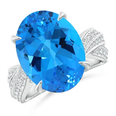 Angara Oval Gia Certified Sky Blue Topaz Crossover Shank Ring In Metallic