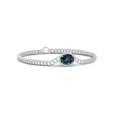 Angara Oval Lab-grown Alexandrite Bracelet With Octagonal Halo In Blue