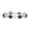 Angara Oval Lab-grown Alexandrite Halo Open Circle Link Bracelet In White Gold/bluish Green Changing To Brownish Or Pinkish Purple