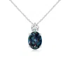 Angara Oval Lab-grown Alexandrite Solitaire Pendant With Diamond In White Gold/bluish Green Changing To Brownish Or Pinkish Purple