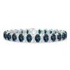 Angara Oval Lab-grown Alexandrite Stackable Bracelet With Swirl Diamond Links In White Gold/bluish Green Changing To Brownish Or Pinkish Purple