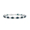 Angara Oval Lab-grown Alexandrite Swirl Bracelet With Bezel Diamonds In White Gold/bluish Green Changing To Brownish Or Pinkish Purple