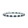 Angara Oval Lab-grown Alexandrite Tennis Bracelet With Diamonds In White Gold/bluish Green Changing To Brownish Or Pinkish Purple