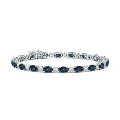 Angara Oval Lab-grown Alexandrite Tennis Bracelet With Gypsy Diamonds In Blue