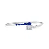 Angara Oval Lab-grown Blue Sapphire And Emerald-cut Diamond Open Bangle