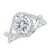 Angara Oval Lab-grown Diamond Criss Cross Shank Engagement Ring With Accents In White Gold/f-g