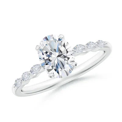 Angara Oval Lab-grown Diamond Engagement Ring With Marquise Accents In Metallic