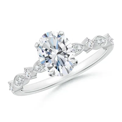 Angara Oval Lab-grown Diamond Engagement Ring With Marquise Motifs In Metallic