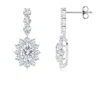 Angara Oval Lab-grown Diamond Floral Halo Dangle Earrings In White Gold/f-g