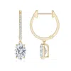 Angara Oval Lab-grown Diamond Hoop Drop Earrings With Accents In Yellow Gold/f-g