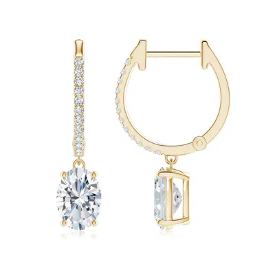 Angara Oval Lab-grown Diamond Hoop Drop Earrings With Accents In Gold