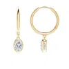 Angara Oval Lab-grown Diamond Hoop Drop Earrings In Yellow Gold/f-g